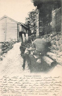 Paysage Valaisan Enfant Sac De Foin Valais 1900 Wallis Walliser Landschaft Vuillage Dorf  Cachet Martigny - Martigny