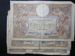 3 Billets (Banknotes), 100 Francs, MERSON, 26-1-1939, N° : K.63725-283, X.63735-691 & D.63747-246, (P.086b, F.25.40) - 100 F 1908-1939 ''Luc Olivier Merson''