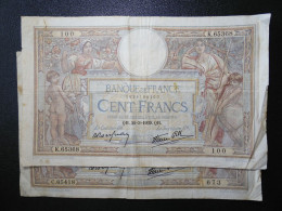 2 Billets (Banknotes), 100 Francs, MERSON, 30-3-1939, N° : K.65368-100 & C.65418-673, (P.086b, F.25.44) - 100 F 1908-1939 ''Luc Olivier Merson''