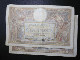 2 Billets (Banknotes), 100 Francs, MERSON, 19-5-1939, N° : L.66724-073 & E.66803-546, (P.086b, F.25.47) - 100 F 1908-1939 ''Luc Olivier Merson''