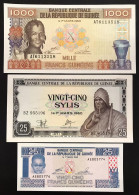 Guinea Guinee  25 + 1000 Francs 1985 + 25 Francs 1971   Lotto 4658 - Guinée