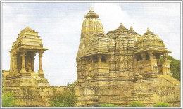 India Khajuraho Temples MONUMENTS - Devi JAGDAMBI Temple Picture Post CARD New As Per Scan - Etnica & Cultura