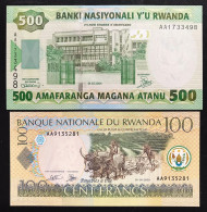 Rwanda 100 Francs 2003 + 500 Francs 2004 AA LOTTO 4661 - Ruanda