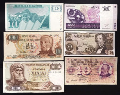 Madagascar Svizzera Austria Grecia  Argentina Slovenia Portogallo  Pakistan 10 Banconote Diverse LOTTO.4662 - Madagascar