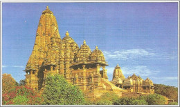 India Khajuraho Temples MONUMENTS - KANDARIYA MAHADEVE Temple Picture Post CARD New As Per Scan - Induismo