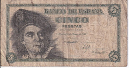 BILLETE DE ESPAÑA DE 5 PTAS DEL 1948 SERIE K CALIDAD RC (BANKNOTE) - 5 Peseten