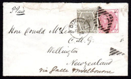 1874 Cover From Dublin To Wellington (NZ) With Wmk. Spray 3d Pl.14 And 6d Grey Pl.13 - Prephilately