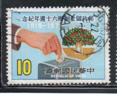 CHINA REPUBLIC CINA TAIWAN FORMOSA 1979 POSTAL SAVINGS HAND PUTTING COIN IN BANK 10$ USED USATO OBLITERE' - Used Stamps