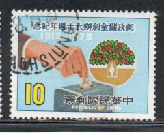 CHINA REPUBLIC CINA TAIWAN FORMOSA 1979 POSTAL SAVINGS HAND PUTTING COIN IN BANK 10$ USED USATO OBLITERE' - Usados