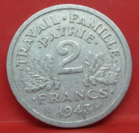 2 Francs état Français 1943 - SUP - Pièce Monnaie France - Article N°1095 - 2 Francs