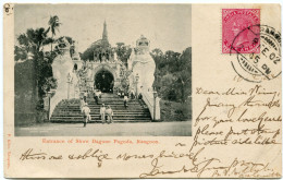 BIRMANIE CARTE POSTALE -ENTRANCE OF SHWE DAGONE PAGODA RANGOON DEPART RANGOON 8 FE 02 POUR L'ITALIE - Burma (...-1947)