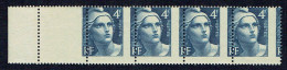 FRANCE - N° 725e - 4f Gandon - Beau Piquage à Cheval En Bande De 4 - Bord De Feuille ** - Unused Stamps