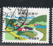 CHINA REPUBLIC CINA TAIWAN FORMOSA 1979 PROTECTION OF THE ENVIRONMENT RURAL LANDSCAPE 10$ USED USATO OBLITERE' - Usati