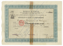 18535 QUOTE CERTIFICATO DI QUOTE PARTECIPAZIONE BANCA D'ITALIA 01/06/1936 MB/BB - [ 7] Fautés & Variétés