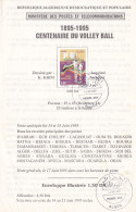 ALGERIA ALGERIE - 1995 VOLLEY BALL CENTENARY VOLLEYBALL OFFICIAL PHILATELIC BROCHURE NOTICE FOLDER - FDC DOCUMENT - RARE - Volleybal