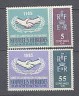 Nouvelles Hébrides N° 223 / 24 X Coop. Intern., La Paire Légende  Française Trace De Charnière Sinon TB - Neufs