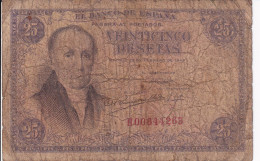 BILLETE DE ESPAÑA DE 25 PTAS DEL 19/02/1946 SERIE H CALIDAD RC (BANKNOTE) - 25 Pesetas