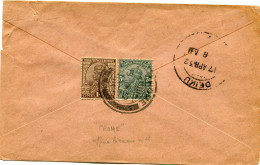 BIRMANIE LETTRE AVEC AFFRANCHISSEMENT AU DOS DEPART PROME 15 APR 32 ARRIVEE DEIKU 17 APR 32 - Burma (...-1947)