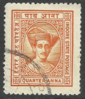 Indore (Holkar) State(India). 1927-37 Maharaja Yeshwant Rao Holkar II. ¼a Used. SG 16 - Holkar