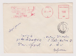 Romania Rumänien 1988 Cover W/Topic Stamp, Sport Calgary 1988 Winter Olympics EMA METER Postmark Skiing, Abroad (66358) - Máquinas Franqueo (EMA)