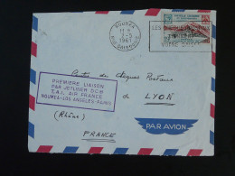 Devant De Lettre Premier Vol TAI Air France Noumea Los Angeles Paris Nouvelle Caledonie 1961 - Covers & Documents
