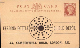601702 | Grossbritannien, Ganzsache Zudruck "Feeding Bottle Shield Depot, London", Kind, Nahrung, Baby  | -, -, - - Briefe U. Dokumente
