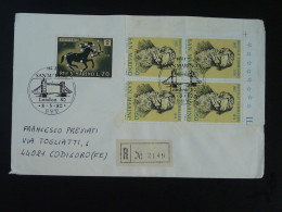 Lettre Recommandée Registered Cover Bloc De 4 Niccolo Tommaseo San Marino London 1980 - Lettres & Documents