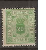 1876 MH Iceland Mi 7A - Dienstmarken