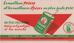 Buvard Ancien /La PIROGUE/ Poivre Gris / Sté VITACO/AUBERVILLIERS/ (Seine)/Vers 1950-1960    BUV655bis - Alimentos