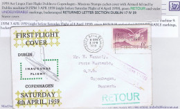 Ireland Airmail 1959 First Flight Dublin To Copenhagen MSE Cachet Cover - Aéreo