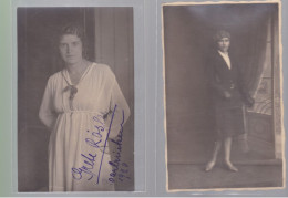 Deux CPA  Photos Cartes Des Années 1920  Photo Carte Femme  : Atelier Photo  Saarbrücken - Silhouettes