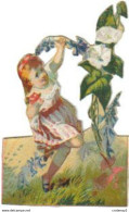 Chromo Découpis Fillette Avec Une Grande Fleur - Kinderen