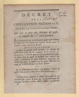 Prix Des Chevaux De Poste - 1793 - Decret De La Convention Nationale N°648 - Avec Sceau Et Signature - 1701-1800: Vorläufer XVIII