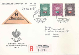 NN Brief  "Dienstmarken Vaduz" - Essen       1972 - Cartas & Documentos