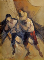 Alfredo Buenaventura (1942-1982) Pêcheurs Aux Philippines Tableau Huile (art Oil Painting Fisher Filipinas - Oleo