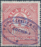 INDIA - INDIAN,Princely States Kerala Revenue Stamp Tax Fiscal 10np.canceled Cochin - Cochin
