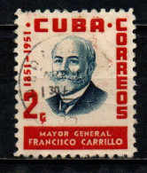 CUBA - 1955 - Cent. Of The Birth Of Maj. Gen. Francisco Carrillo (1851-1926) - USATO - Usati