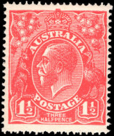 Australia 1924-25 1½d Scarlet No Watermark Unmounted Mint. - Neufs