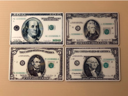 Mint USA UNITED STATES America Prepaid Telecard Phonecard, US Banknote Dollar Currency, Set Of 4 Mint Cards - Verzamelingen