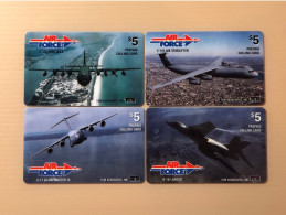 Mint USA UNITED STATES America Prepaid Telecard Phonecard, US Air Force Plane, Set Of 4 Mint Cards - Collections