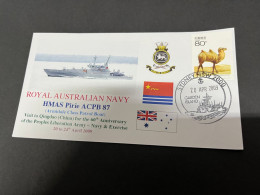 7-7-2023 (1 S 34) Royal Australian Navy Warship - HMAS Pirie ACPB 87 (visit To China) With China Camel Stamp - Altri & Non Classificati