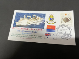 7-7-2023 (1 S 34) Royal Australian Navy Warship - HMAS Success OR 304 (visit To China) With China Pottery Stamp - Andere & Zonder Classificatie