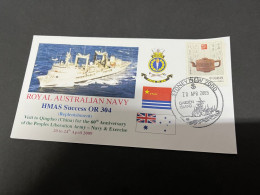 7-7-2023 (1 S 34) Royal Australian Navy Warship - HMAS Success OR 304 (visit To China) With China Pottery Stamp - Altri & Non Classificati