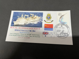 7-7-2023 (1 S 34) Royal Australian Navy Warship - HMAS Success OR 304 (visit To China) With China Fish Stamp - Altri & Non Classificati