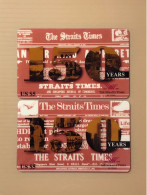 Mint USA UNITED STATES America Prepaid Telecard Phonecard, The Straits Times Paper Newspaper, Set Of 2 Mint Cards - Collections