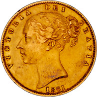 Royaume-Uni Souverain Victoria Buste Jeune Et Armoiries 1861 N°3 - 1 Sovereign