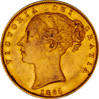 Royaume-Uni Souverain Victoria Buste Jeune Et Armoiries 1865 - 1 Sovereign