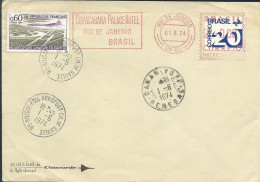 BRESIL 20c DE RIO DE JANEIRO + EMA + 0.60 FRANCE DE ROISSY  SUR VOL CONCORDE DE 1974 LETTRE COVER - Covers & Documents