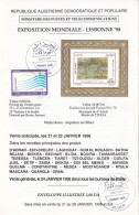 ALGERIA ALGERIE - 1998 EXPO LISBONNE LISBOA PORTUGAL - OFFICIAL PHILATELIC BROCHURE NOTICE FOLDER - FDC DOCUMENT - RARE - Andere & Zonder Classificatie