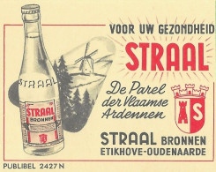 STRAAL BRONNEN ETIKHOVE OUDENAARDE BELGIQUE - BOUTEILLE, MOULIN, BLASON - PAP ENTIER POSTAL TYPE LION  CACHET WERVIK - Alimentation